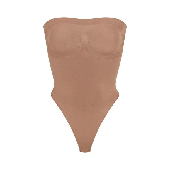 SKIMS Seamless Sculpt Strapless Thong Bodysuit Sz S Sienna Retail $70 - Picture 5 of 8